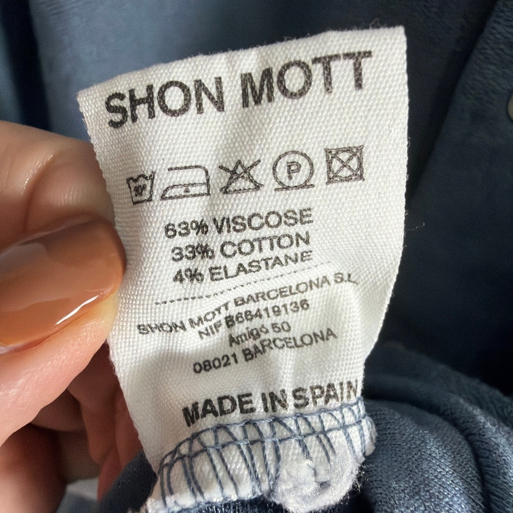 Men's SHON MOTT Blue Casual Button Down Knit Shirt Quiet Luxury Minimalist Med. - Picture 5 of 5